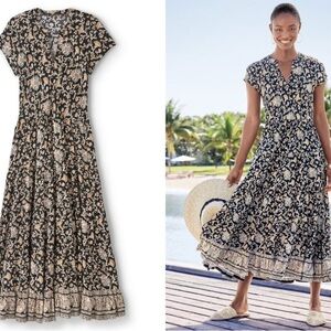 SOFT SURROUNDINGS Hollis Maxi Dress Black XL Tiered Ruffle